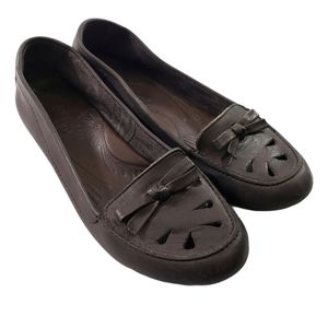Born Naura Leather Loafer Moccasin Brown Bow Flats